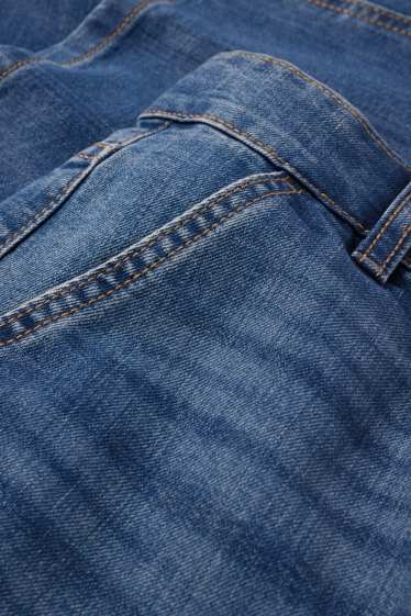 Women - Cropped wide leg jeans - mid-rise waist - denim-dark blue