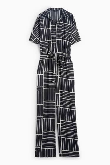 Damen - Jumpsuit - gemustert - schwarz / weiß