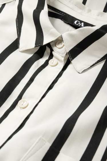 Dames - Blouse - gestreept - zwart / wit