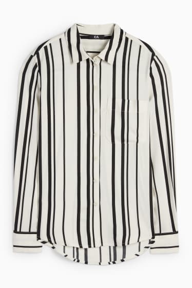 Dames - Blouse - gestreept - zwart / wit
