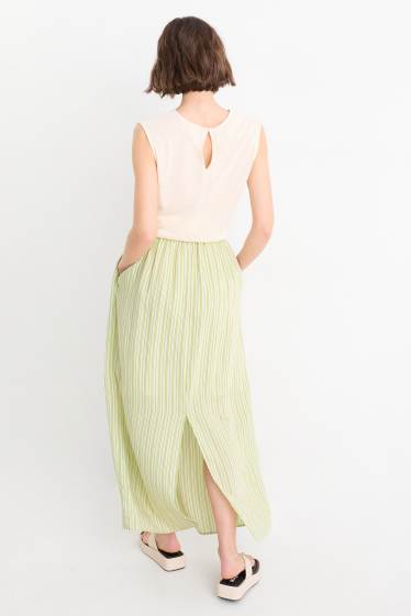 Femmes - Jupe - à rayures - vert clair