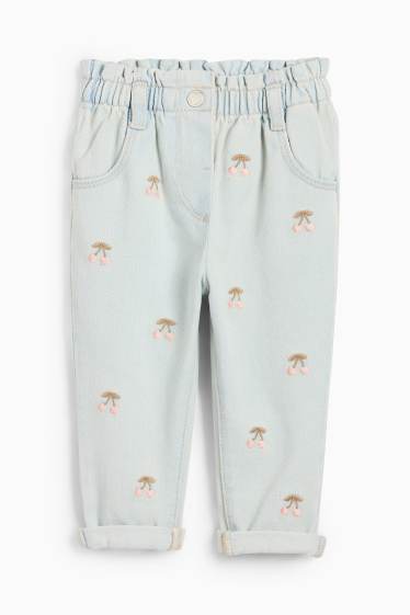 Baby: meisjes - Kers - babyspijkerbroek - jeanslichtblauw