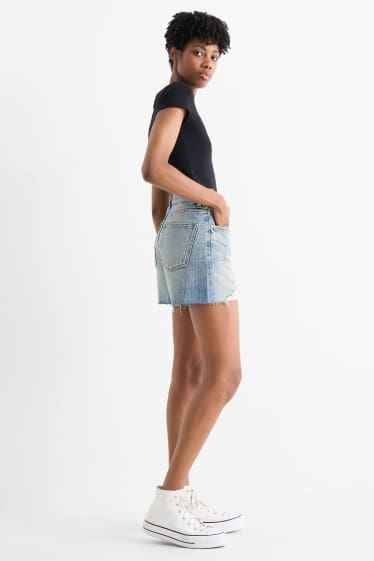 Dámské - Džínové šortky - high waist - džíny - modré