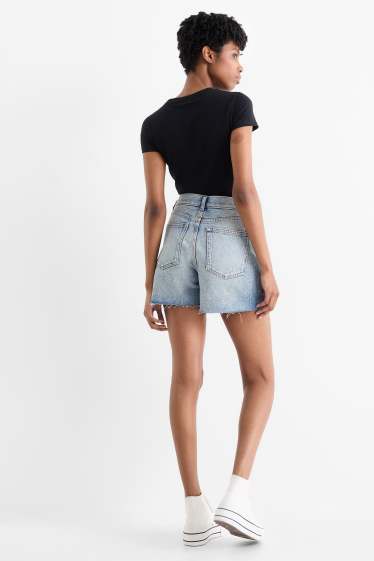 Dámské - Džínové šortky - high waist - džíny - modré