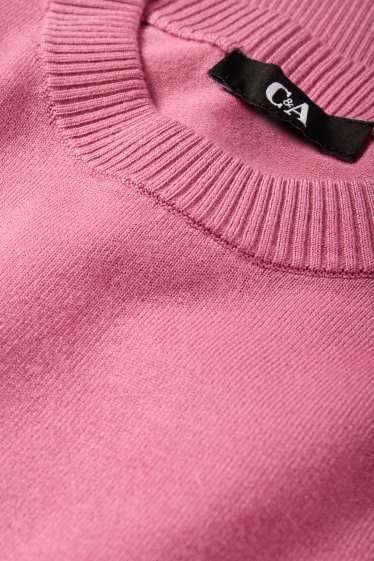 Damen - Strickpullover - kurzarm - dunkelrosa