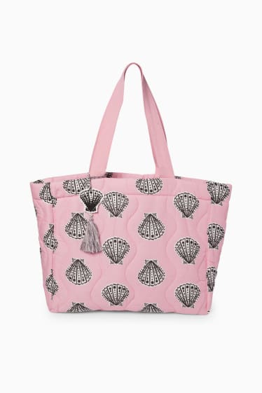 Femmes - Grand cabas surpiqué - à motif - rose
