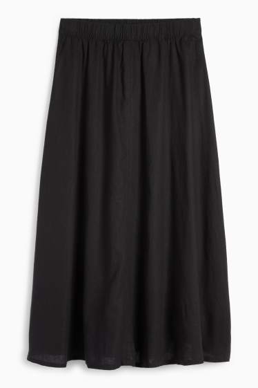 Dames - Rok - linnenmix - zwart