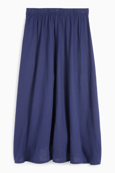 Dames - Rok - linnenmix - donkerblauw