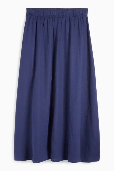 Dames - Rok - linnenmix - donkerblauw