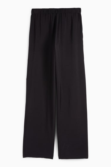 Women - Cloth trousers - high waist - wide leg - black