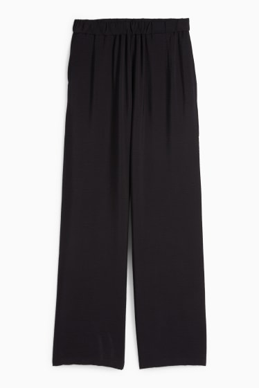 Women - Cloth trousers - high waist - wide leg - black