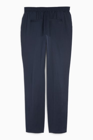 Women - Cloth trousers - mid-rise waist - tapered fit - dark blue