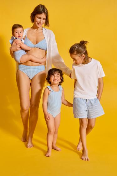 Damen - Strandbluse mit Knotendetail - weiss