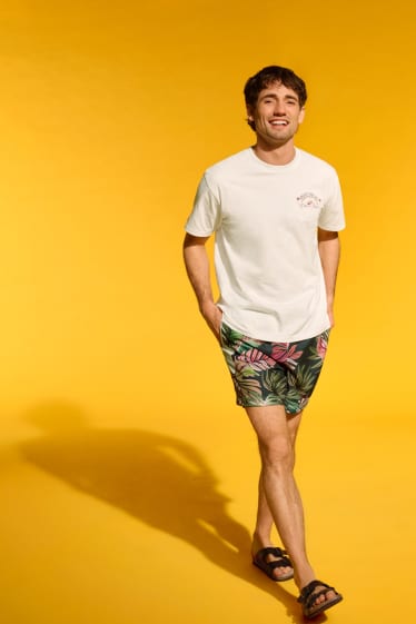 Herren - Badeshorts - gemustert - beige