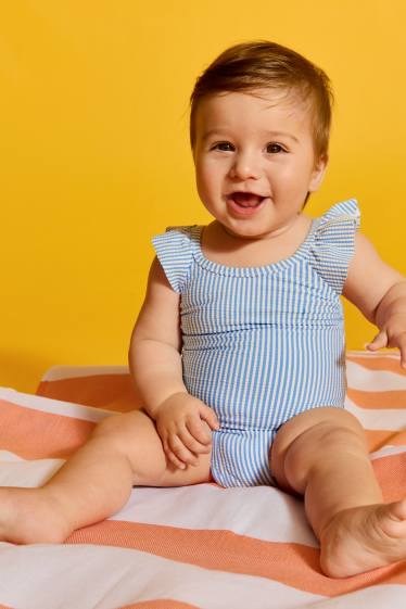 Bébés filles - Maillot de bain - à rayures - texturé - bleu clair