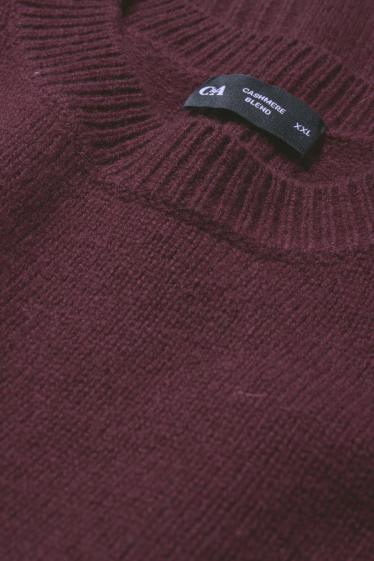 Women - Jumper with cashmere - wool blend - dark red