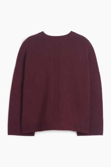 Women - Jumper with cashmere - wool blend - dark red