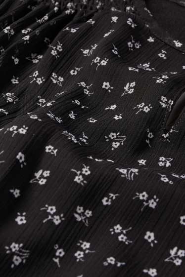 Kinder Mädchen - Chiffon-Kleid - geblümt - schwarz