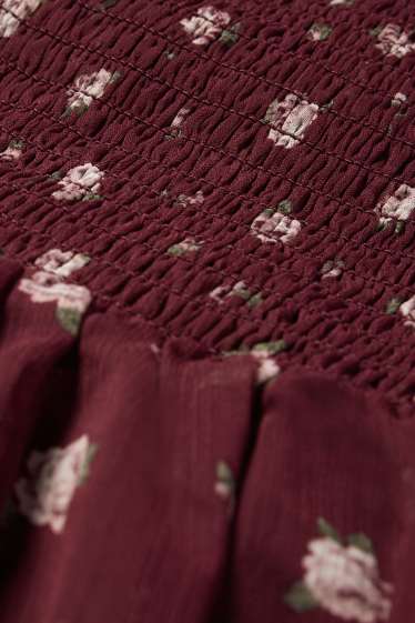 Kinderen: meisjes - Jurk van chiffon - gebloemd - bordeaux
