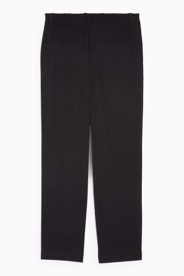 Dámské - Plátěné kalhoty - high waist - tapered fit - černá