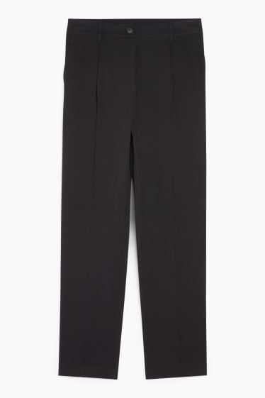 Dámské - Plátěné kalhoty - high waist - tapered fit - černá