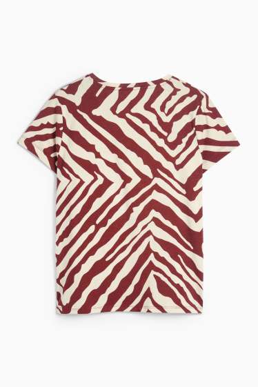 Dámské - Tričko basic - regular fit - se vzorem - červená