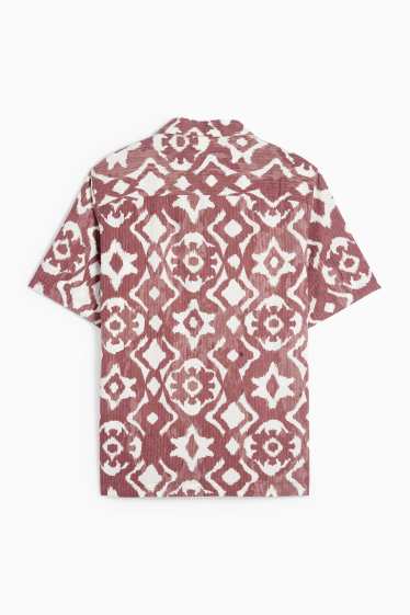 Men - Shirt - regular fit - lapel collar - patterned - dark red