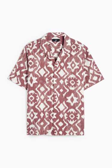 Men - Shirt - regular fit - lapel collar - patterned - dark red