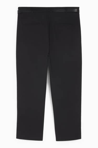 Dames - Capri broek met riem - mid waist - slim fit - zwart