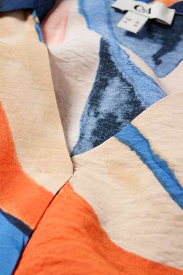 Damen - Bluse mit V-Ausschnitt - gemustert - orange