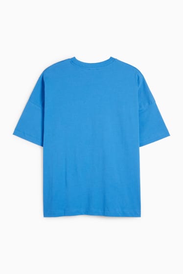 Women - T-shirt with rhinestones - regular fit - blue
