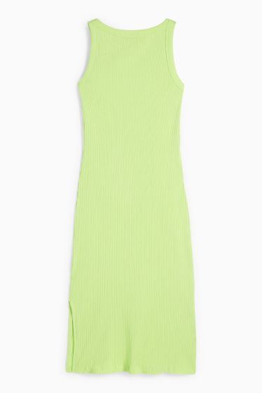 Bambine - Cuore - vestito con strass - a coste - verde chiaro