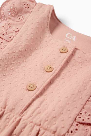 Baby Mädchen - Baby-Jumpsuit - Broderie Anglaise - strukturiert - dunkelrosa
