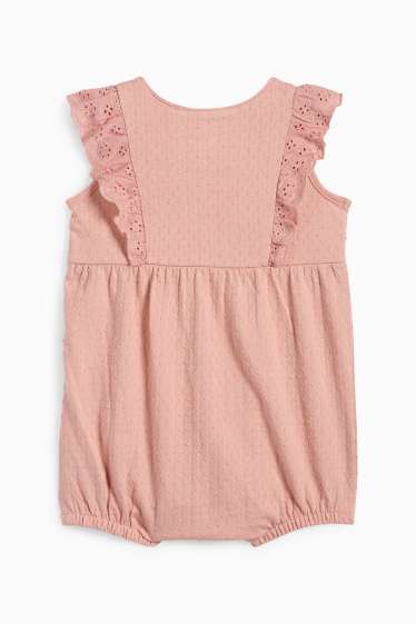 Baby Mädchen - Baby-Jumpsuit - Broderie Anglaise - strukturiert - dunkelrosa