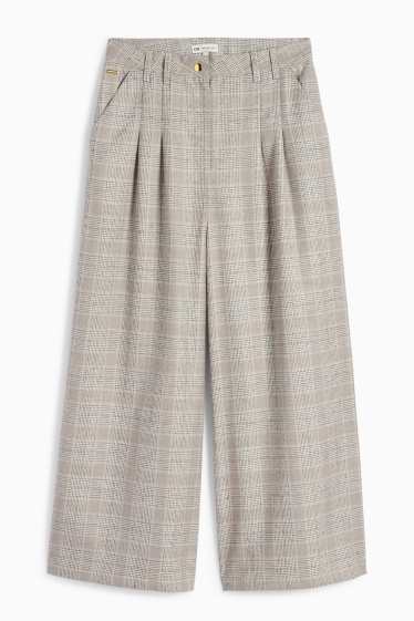 Kinder Mädchen - Stoffhose - kariert - beige