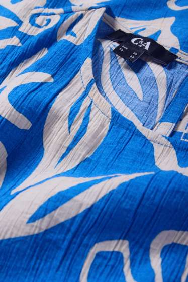 Damen - Blusentop - gemustert - blau / weiss