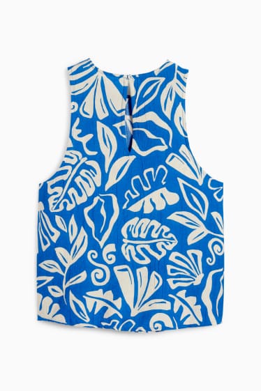 Damen - Blusentop - gemustert - blau / weiss