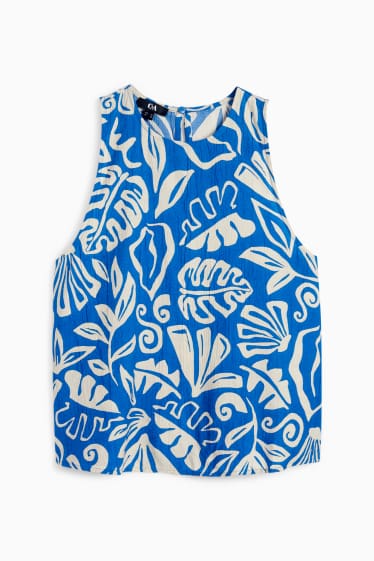 Damen - Blusentop - gemustert - blau / weiss