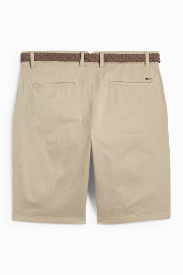 Men - Shorts with belt - beige