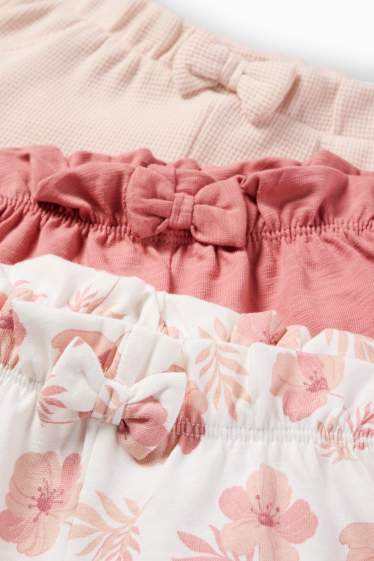 Baby Mädchen - Multipack 3er - Blümchen - Baby-Shorts - dunkelrosa