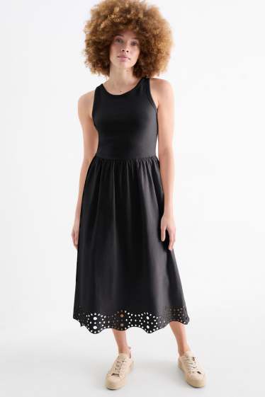 Women - Fit & flare dress - broderie anglaise - black