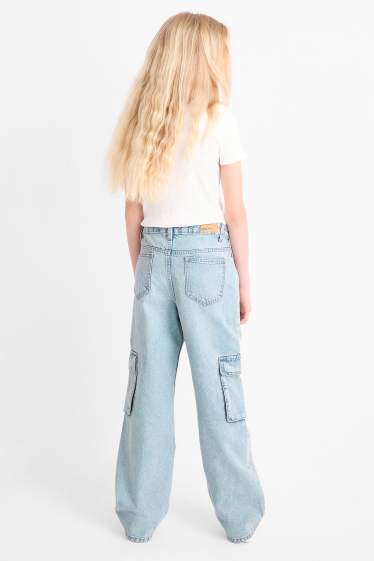 Kinder Mädchen - Cargo Jeans - helljeansblau