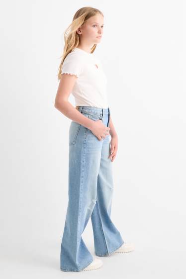 Kinderen: meisjes - Wide leg jeans - jeanslichtblauw