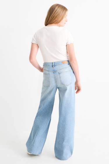 Kinderen: meisjes - Wide leg jeans - jeanslichtblauw