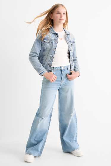 Kinderen: meisjes - Wide leg jeans - jeanslichtblauw