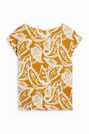 Donna - T-shirt - regular fit - fantasia - tessuto tramato - arancione