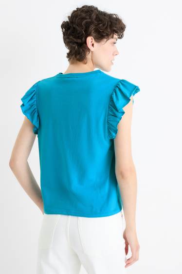 Kobiety - T-shirt basic - regular fit - turkusowy