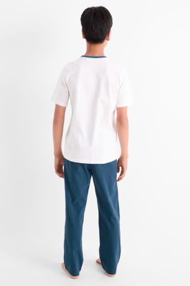 Kinderen: jongens - New York City - pyjama - 2-delig - donkerblauw / crème wit
