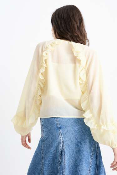 Damen - Chiffon-Bluse - cremefarben