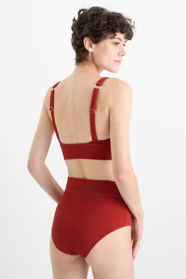 Dames - Bikinibroek - high waist - LYCRA® XTRA LIFE™ - met structuur - donkerrood
